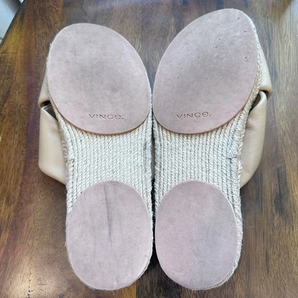 Vince Glyn Espadrille Sandals Women 8.5 Beige Leather Crisscross Slide‎ Spain